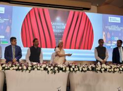 Smt @nsitharaman, along with Shri @mppchaudhary - Hon’ble Minister of State for Finance, launched the ‘New Credit Assessment Model’ based on the scoring of digital footprints of MSMEs during the post-budget interaction programme in Visakhapatnam, AP